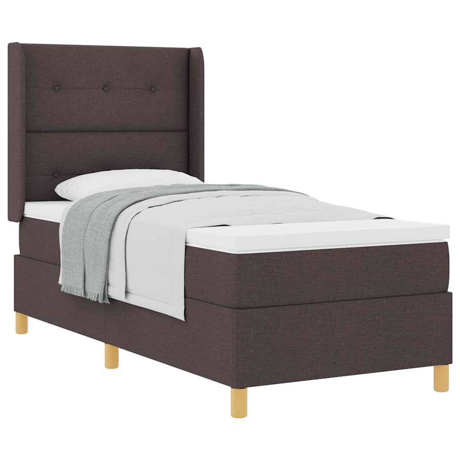 Boxspringbed met matras Donkerbruin 90 x 190 cm Stof
