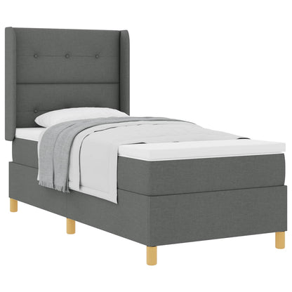 Boxspringbed met hoofdeinde Donkergrijs 90 x 200 cm Stof