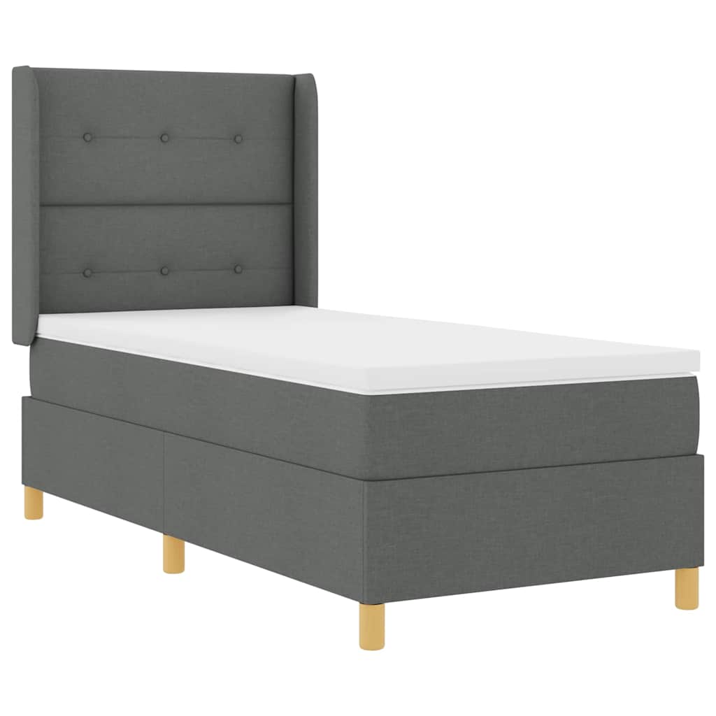 Boxspringbed met hoofdeinde Donkergrijs 90 x 200 cm Stof