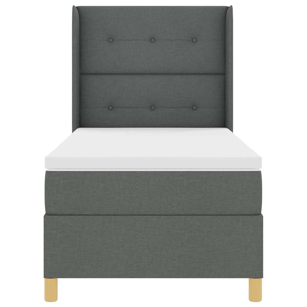 Boxspringbed met hoofdeinde Donkergrijs 90 x 200 cm Stof
