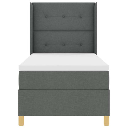 Boxspringbed met hoofdeinde Donkergrijs 90 x 200 cm Stof