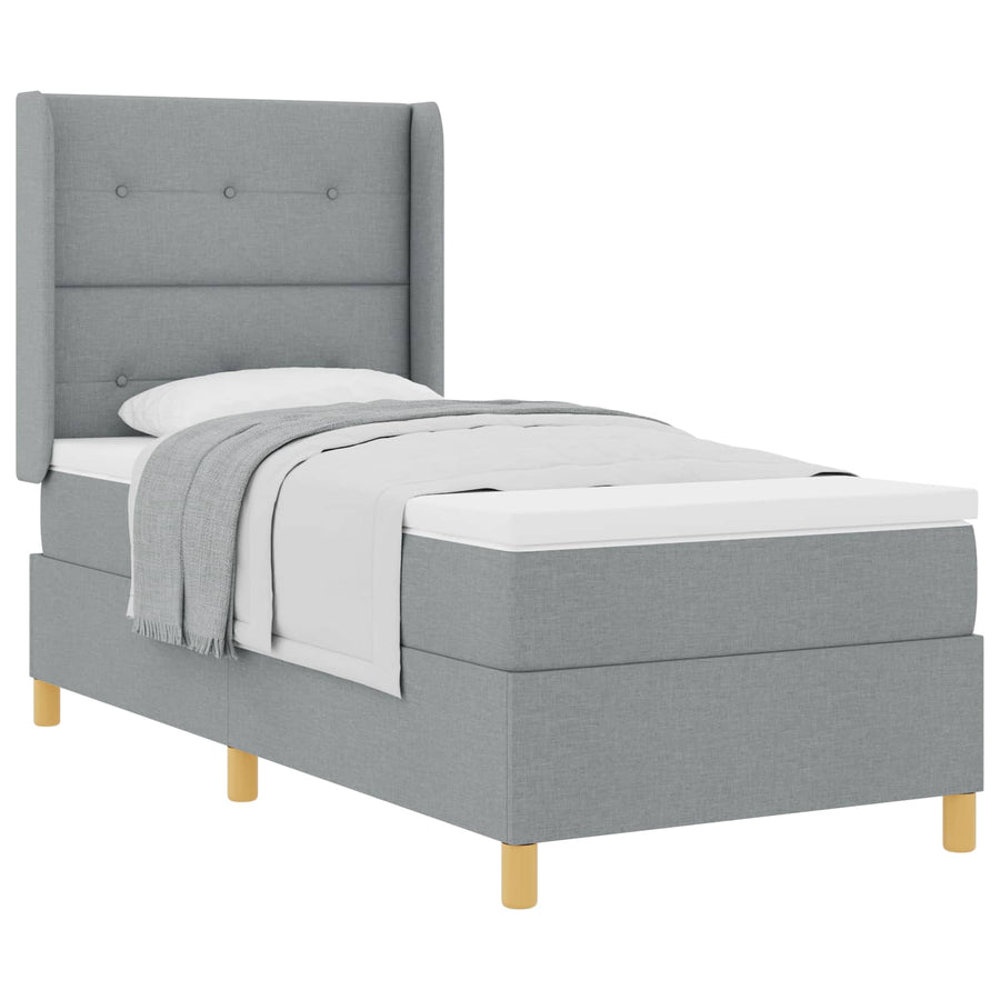 Boxspringbed met hoofdeinde Lichtgrijs 100 x 200 cm Stof