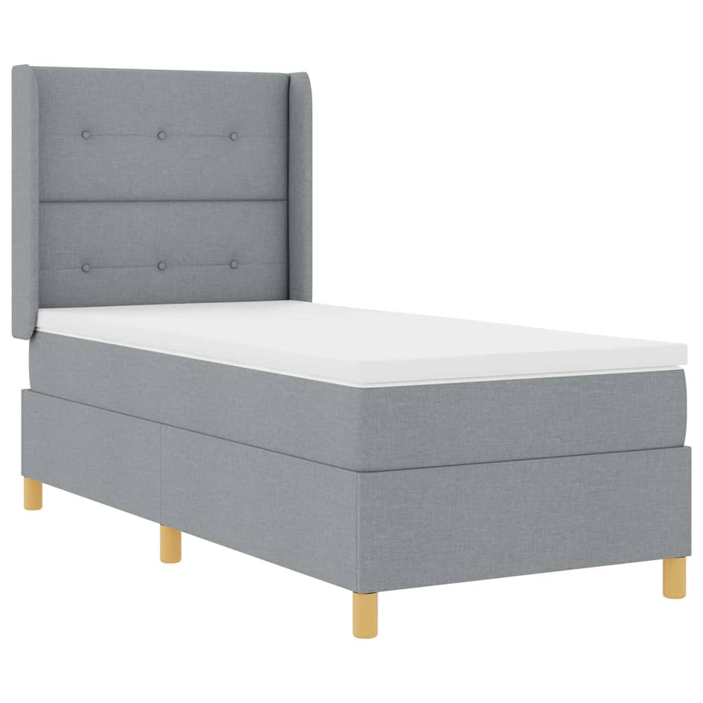 Boxspringbed met hoofdeinde Lichtgrijs 100 x 200 cm Stof