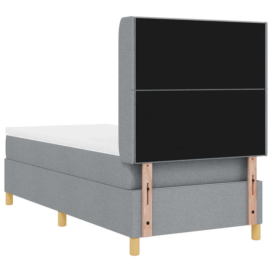 Boxspringbed met hoofdeinde Lichtgrijs 100 x 200 cm Stof