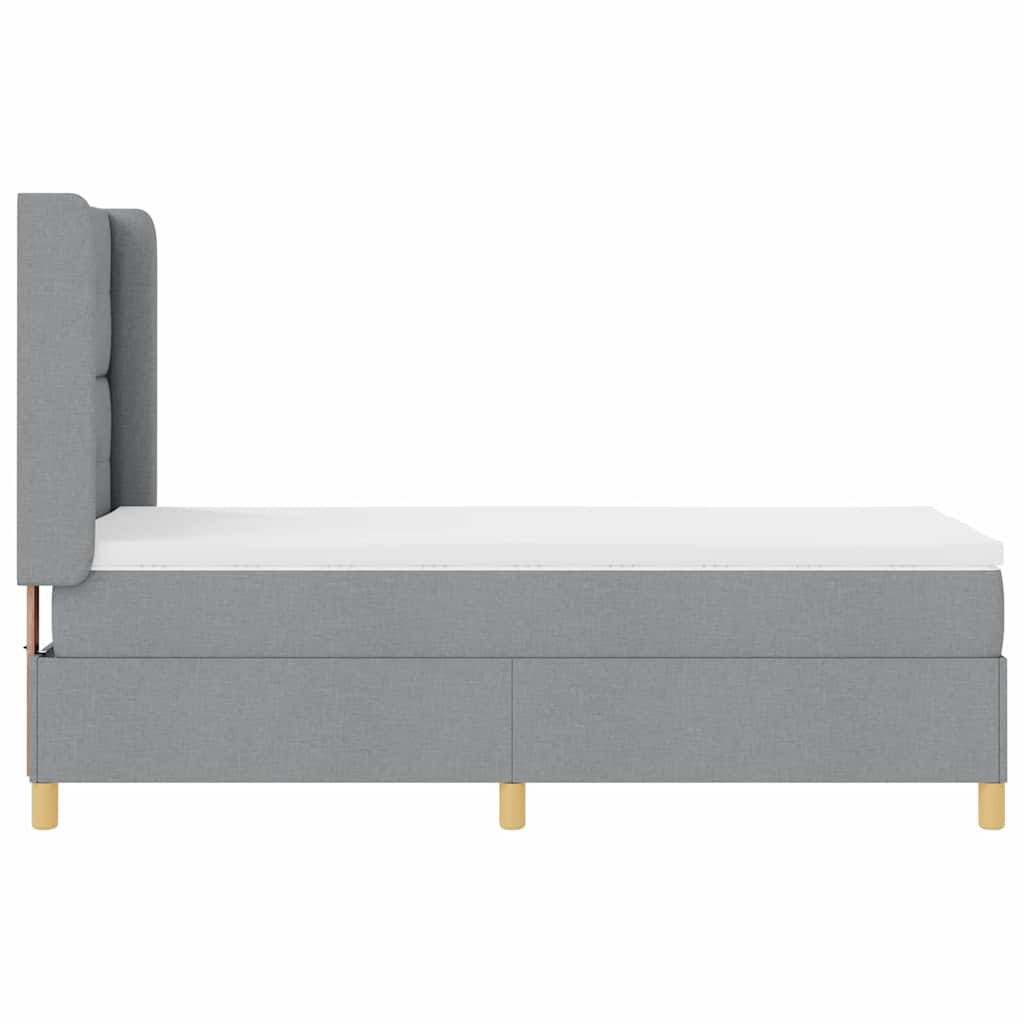 Boxspringbed met hoofdeinde Lichtgrijs 100 x 200 cm Stof