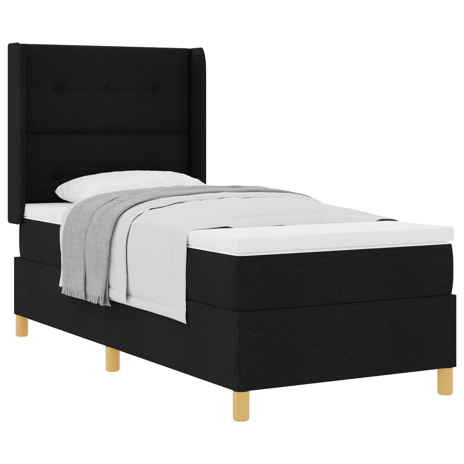 Boxspringbed met hoofdeinde Zwart 100 x 200 cm Stof