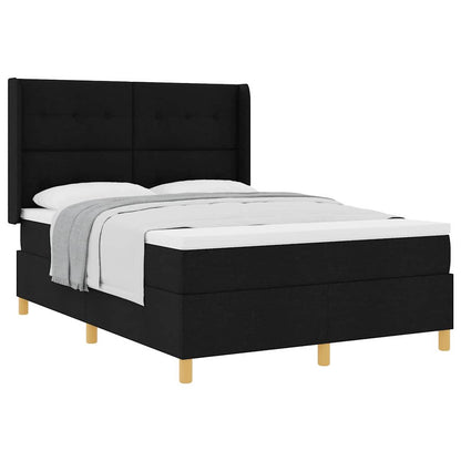 Boxspringbed met matras met hoofdeinde Zwart 140 x 190 cm Stof
