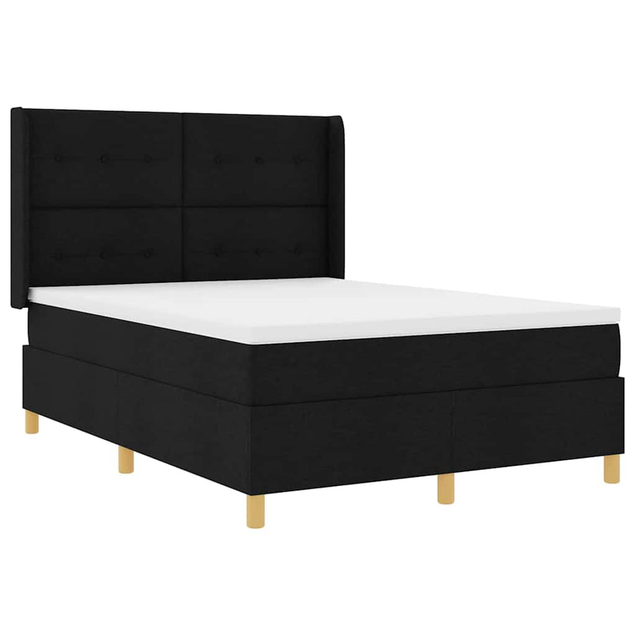 Boxspringbed met matras met hoofdeinde Zwart 160 x 200 cm Stof