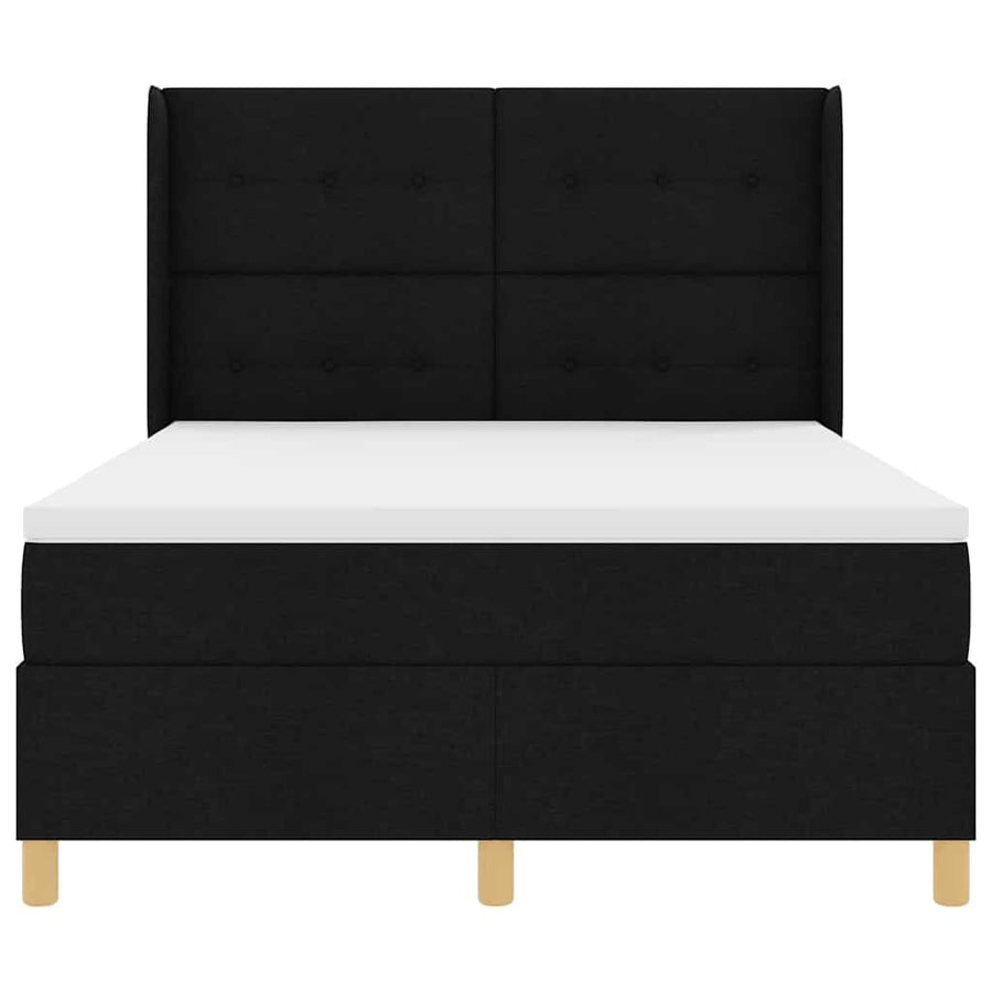 Boxspringbed met matras met hoofdeinde Zwart 160 x 200 cm Stof
