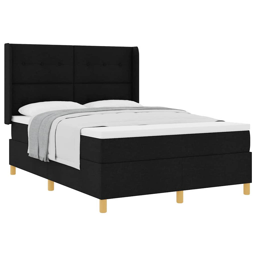 Boxspringbed met matras met hoofdeinde Zwart 160 x 200 cm Stof
