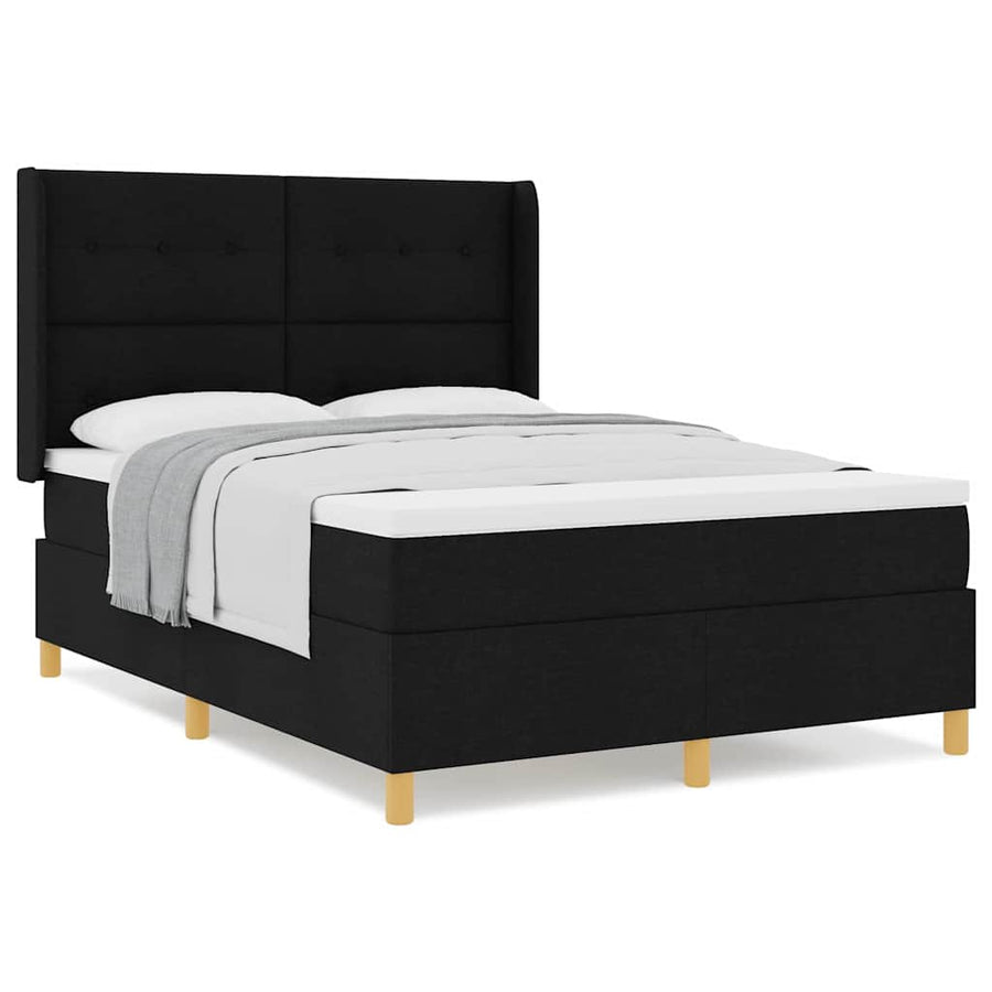 Boxspringbed met matras met hoofdeinde Zwart 160 x 200 cm Stof