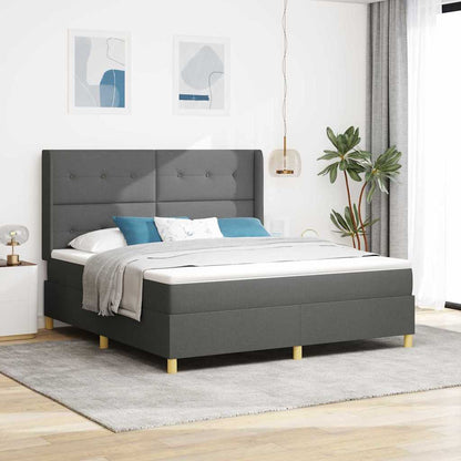 Boxspringbed met hoofdeinde Donkergrijs 180 x 200 cm Stof