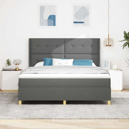 Boxspringbed met hoofdeinde Donkergrijs 180 x 200 cm Stof