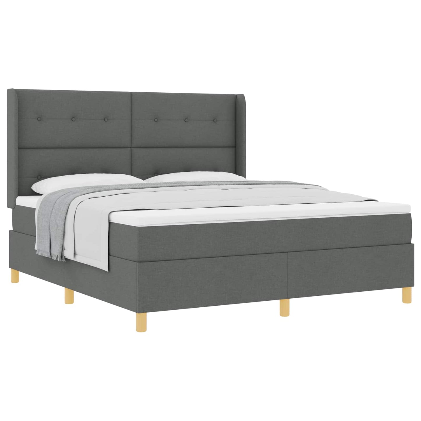 Boxspringbed met hoofdeinde Donkergrijs 180 x 200 cm Stof