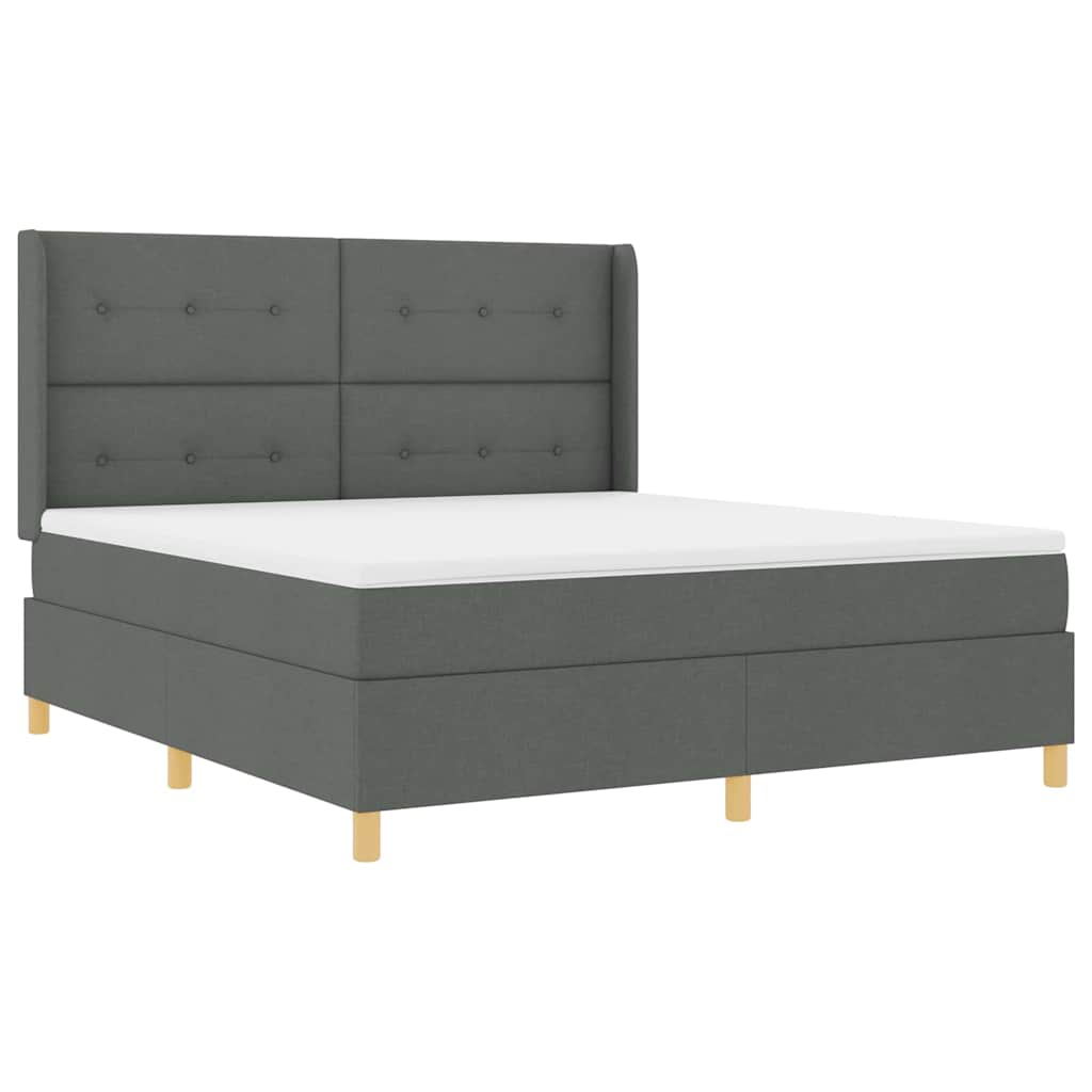 Boxspringbed met hoofdeinde Donkergrijs 180 x 200 cm Stof