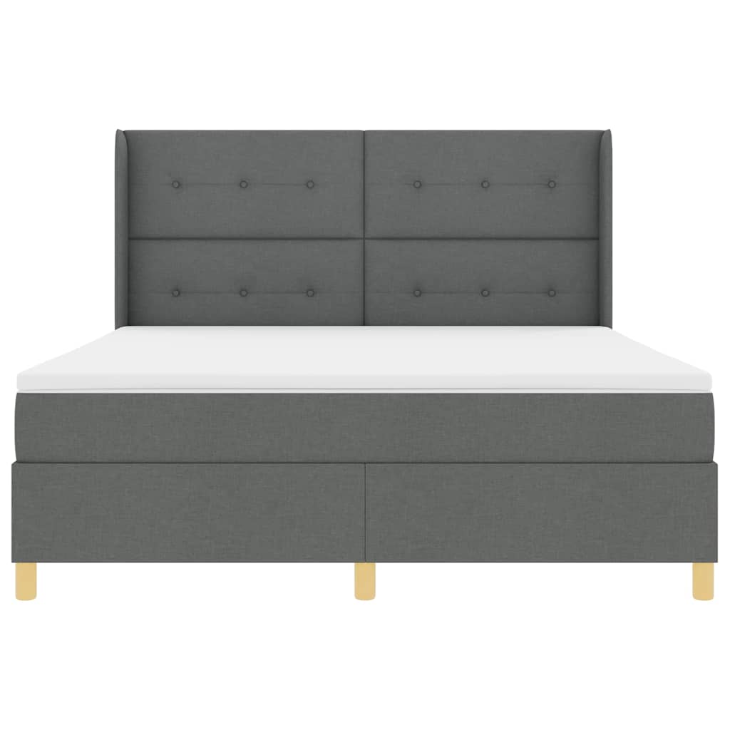 Boxspringbed met hoofdeinde Donkergrijs 180 x 200 cm Stof