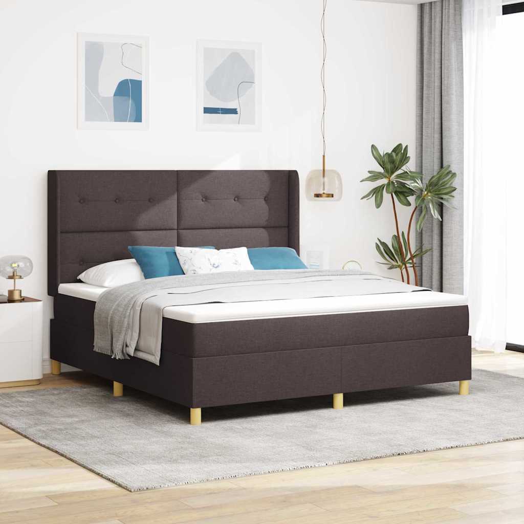 Boxspringbed met matras Donkerbruin 180 x 200 cm Stof