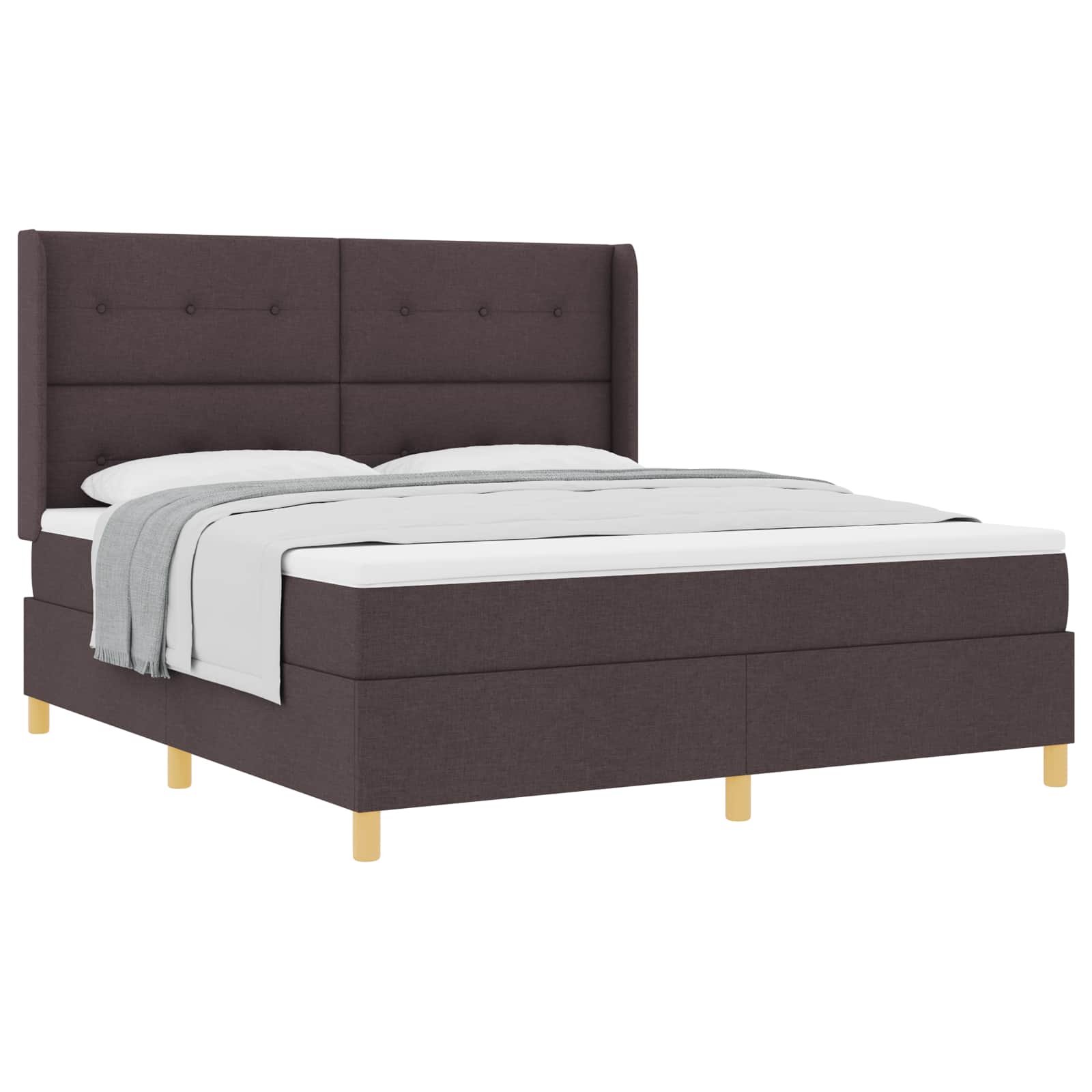 Boxspringbed met matras Donkerbruin 180 x 200 cm Stof
