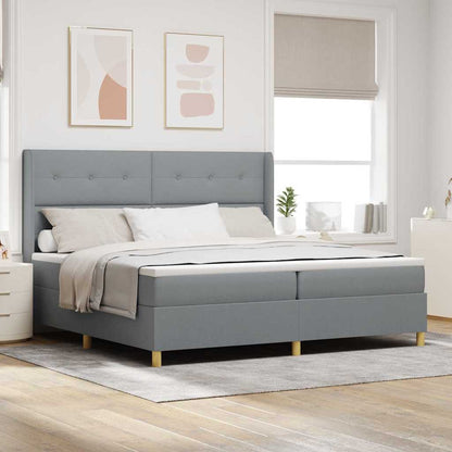 Boxspringbed met hoofdeinde Lichtgrijs 200 x 200 cm Stof