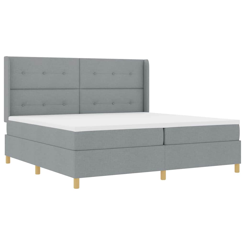 Boxspringbed met hoofdeinde Lichtgrijs 200 x 200 cm Stof