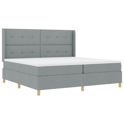 Boxspringbed met hoofdeinde Lichtgrijs 200 x 200 cm Stof