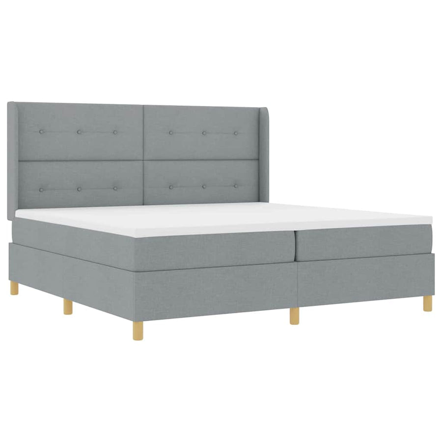 Boxspringbed met hoofdeinde Lichtgrijs 200 x 200 cm Stof