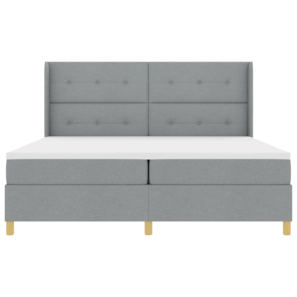 Boxspringbed met hoofdeinde Lichtgrijs 200 x 200 cm Stof