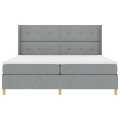 Boxspringbed met hoofdeinde Lichtgrijs 200 x 200 cm Stof