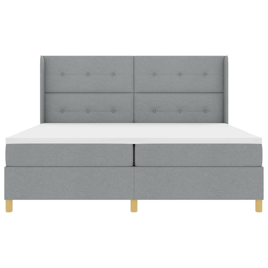 Boxspringbed met hoofdeinde Lichtgrijs 200 x 200 cm Stof
