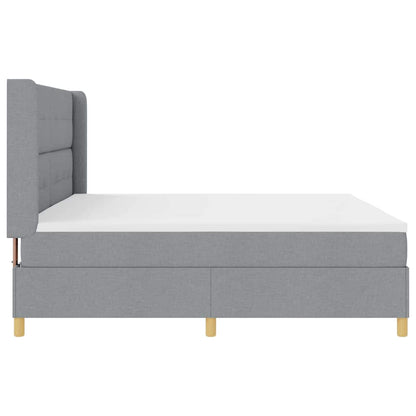 Boxspringbed met hoofdeinde Lichtgrijs 200 x 200 cm Stof