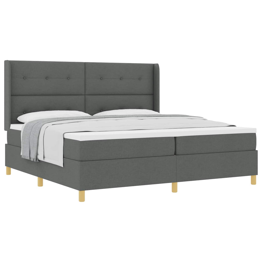 Boxspringbed met hoofdeinde Donkergrijs 200 x 200 cm Stof
