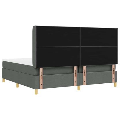 Boxspringbed met hoofdeinde Donkergrijs 200 x 200 cm Stof