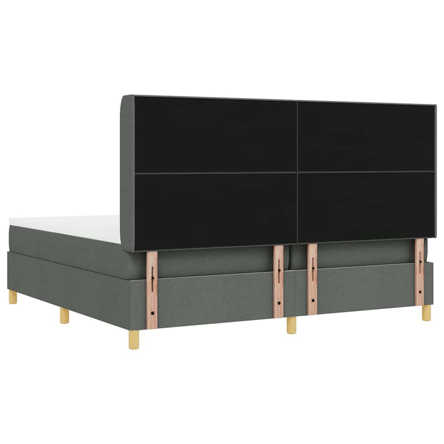 Boxspringbed met hoofdeinde Donkergrijs 200 x 200 cm Stof