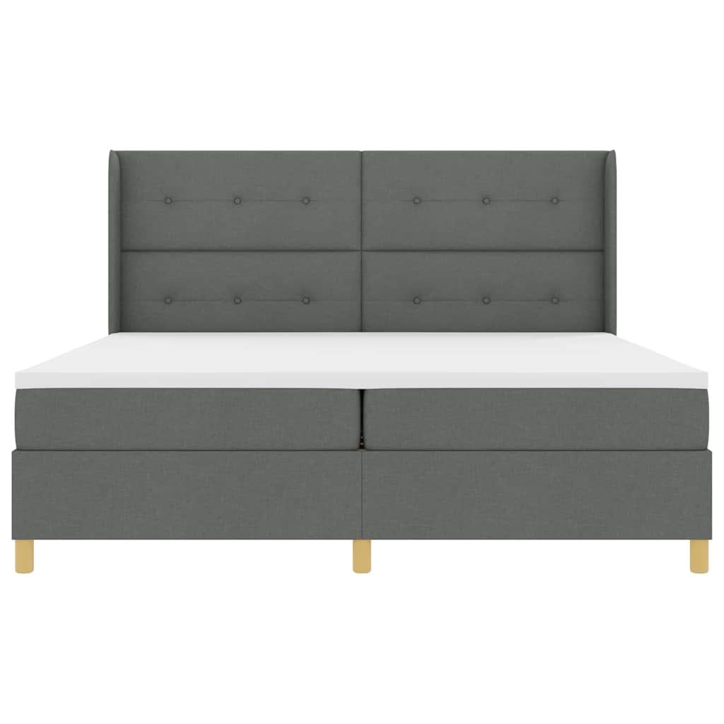 Boxspringbed met hoofdeinde Donkergrijs 200 x 200 cm Stof