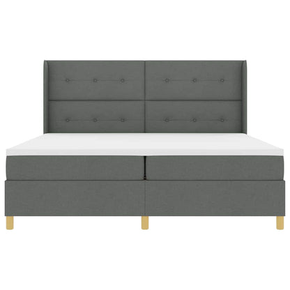 Boxspringbed met hoofdeinde Donkergrijs 200 x 200 cm Stof