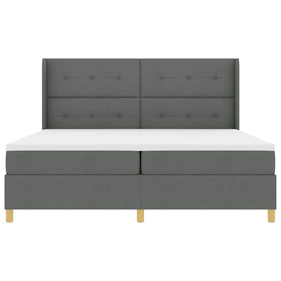 Boxspringbed met hoofdeinde Donkergrijs 200 x 200 cm Stof