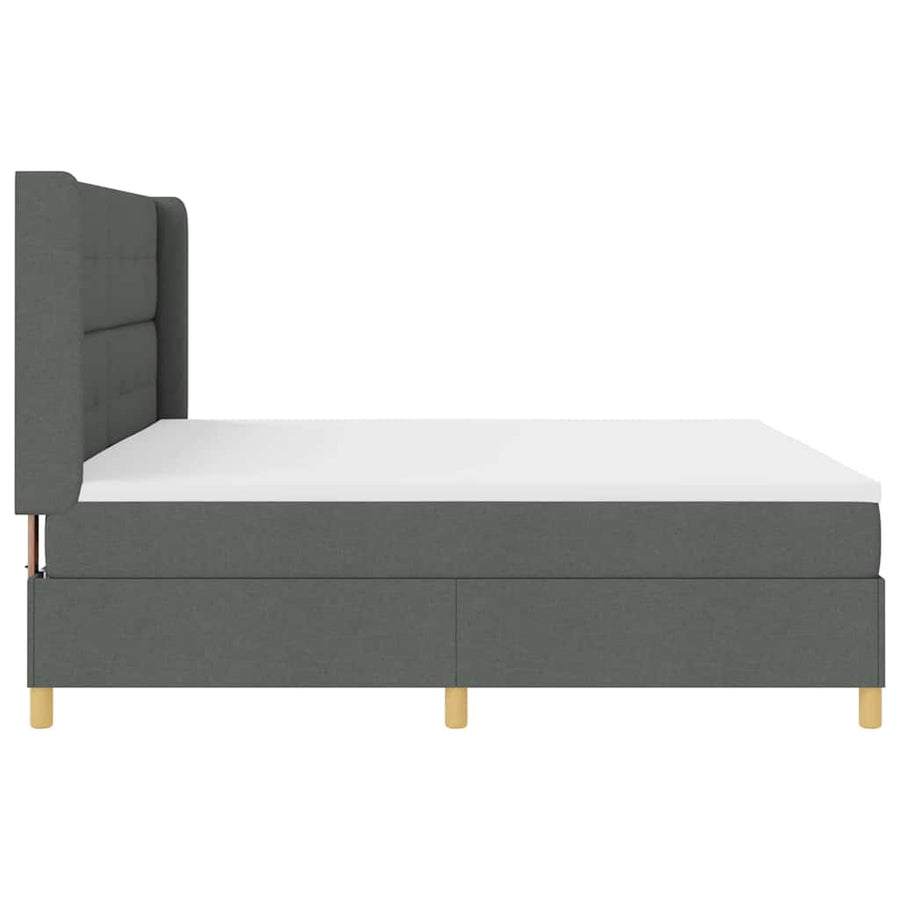Boxspringbed met hoofdeinde Donkergrijs 200 x 200 cm Stof