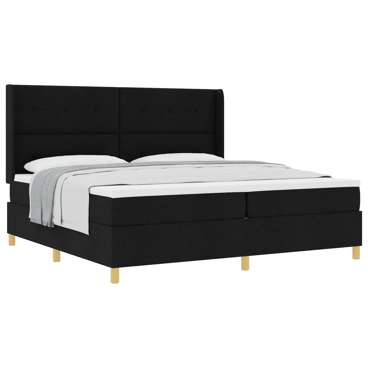 Boxspringbed met hoofdeinde Zwart 200 x 200 cm Stof