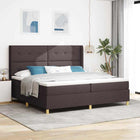 Boxspringbed met hoofdeinde 200x200 cm donkerbruin stof