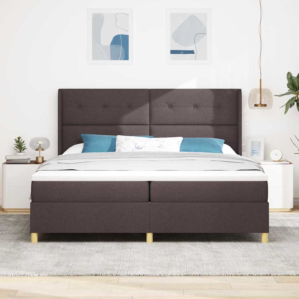 Boxspringbed met hoofdeinde Donkerbruin 200 x 200 cm Stof