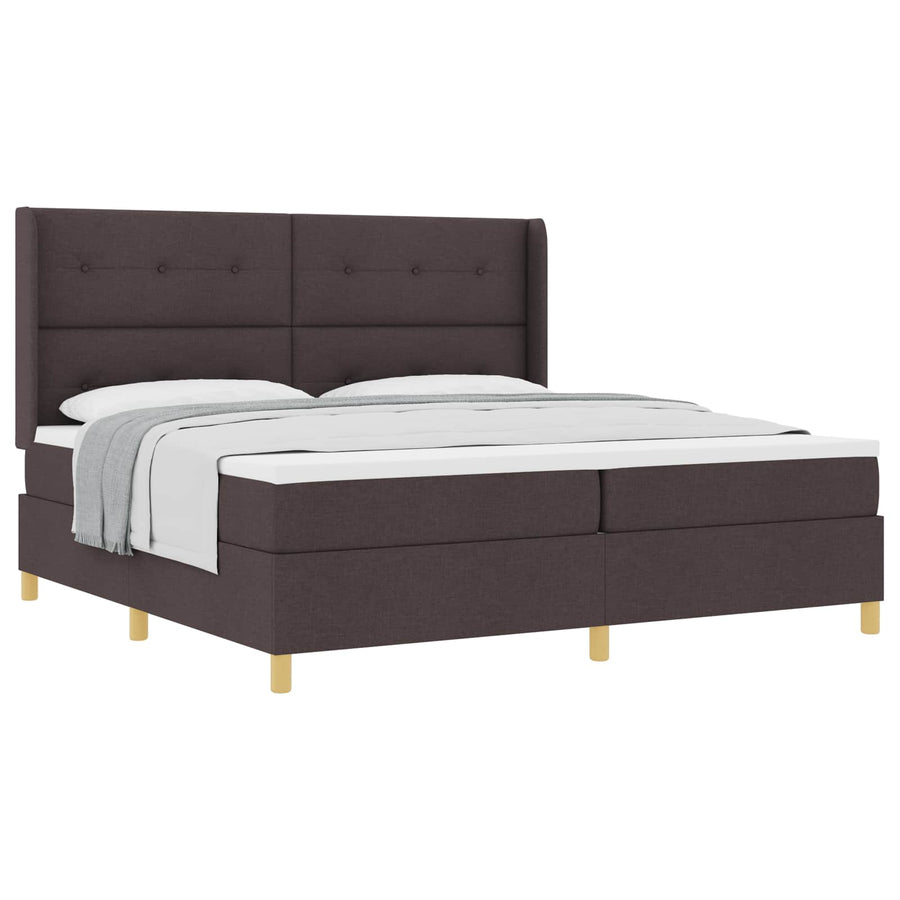 Boxspringbed met hoofdeinde Donkerbruin 200 x 200 cm Stof