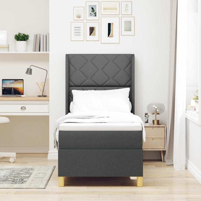 Boxspringbed met matras Donkergrijs 80 x 200 cm Stof