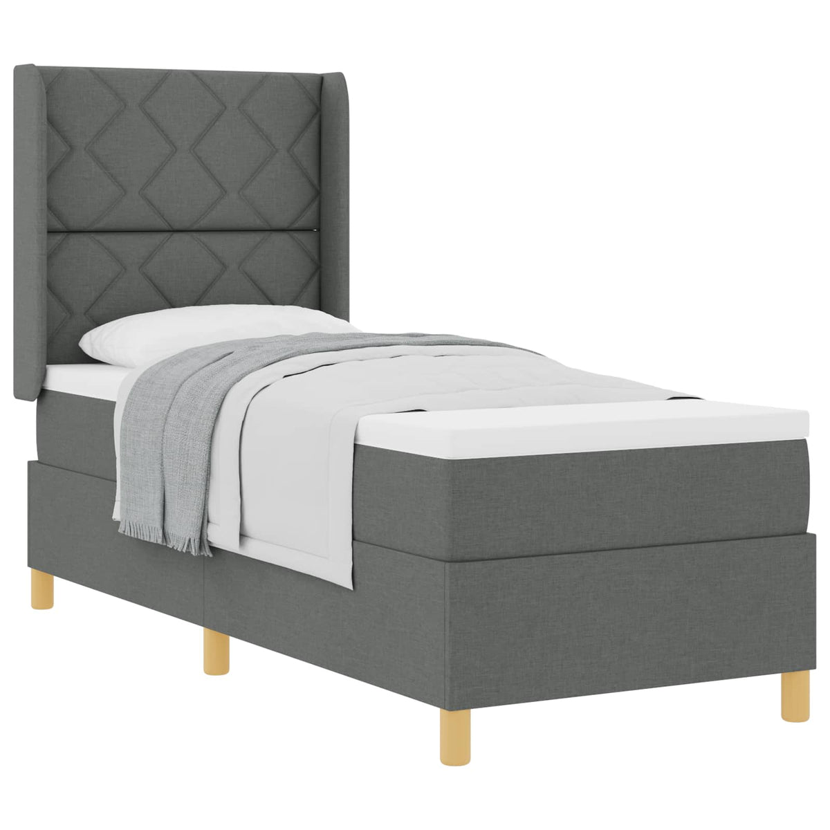 Boxspringbed met matras Donkergrijs 80 x 200 cm Stof