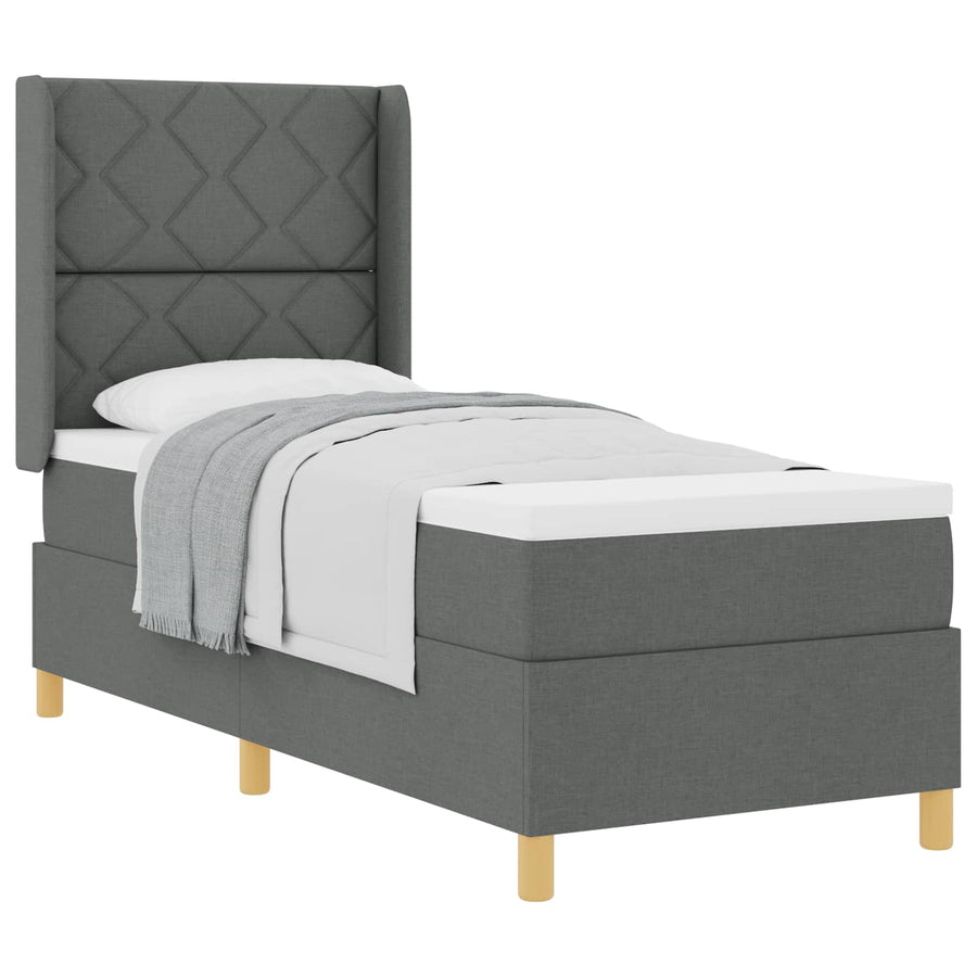 Boxspringbed met matras Donkergrijs 80 x 200 cm Stof