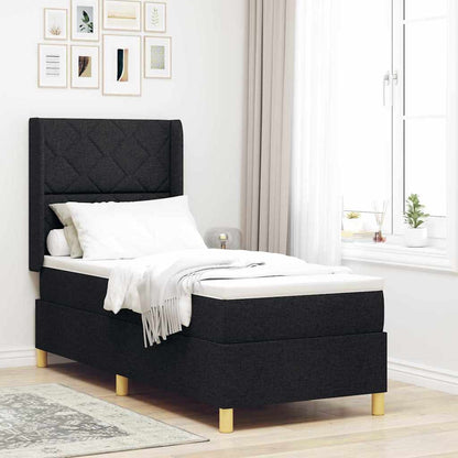 Boxspringbed met hoofdeinde Zwart 80 x 200 cm Stof