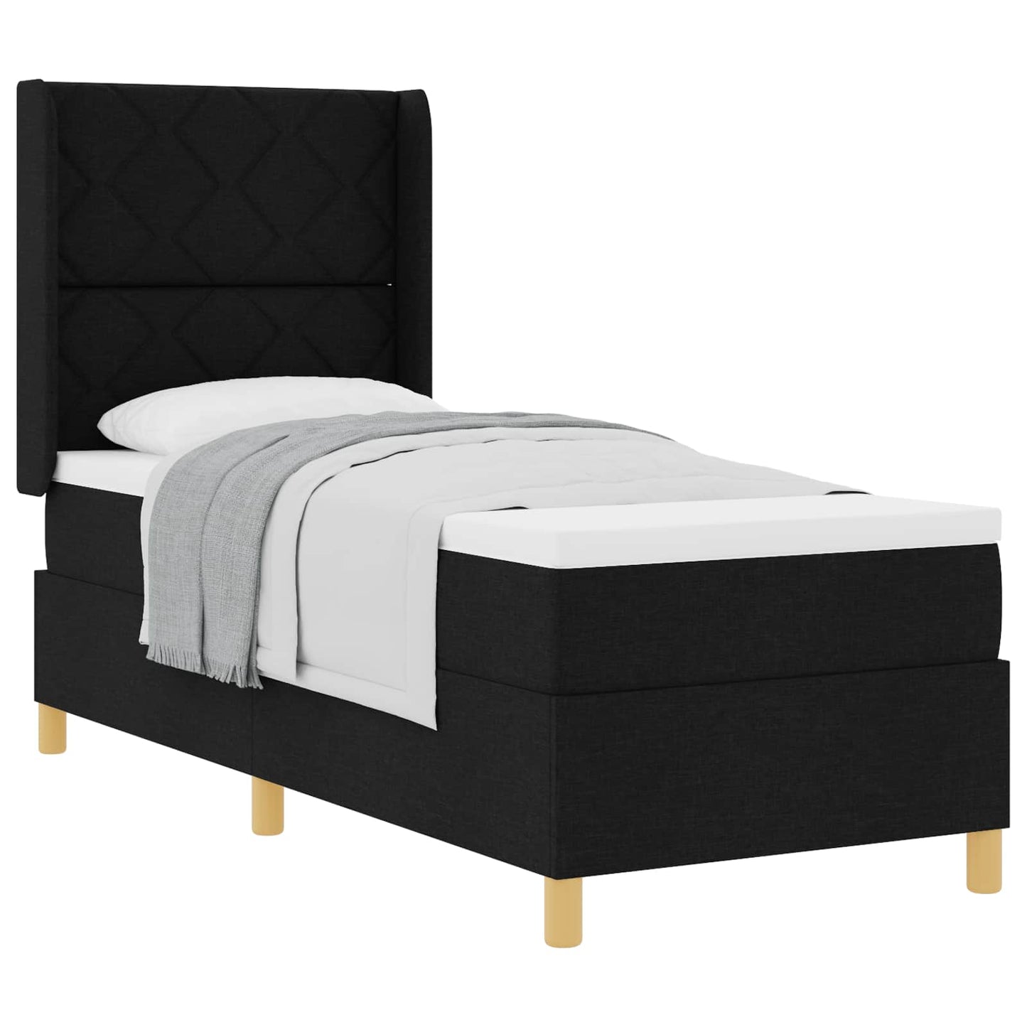 Boxspringbed met hoofdeinde Zwart 80 x 200 cm Stof