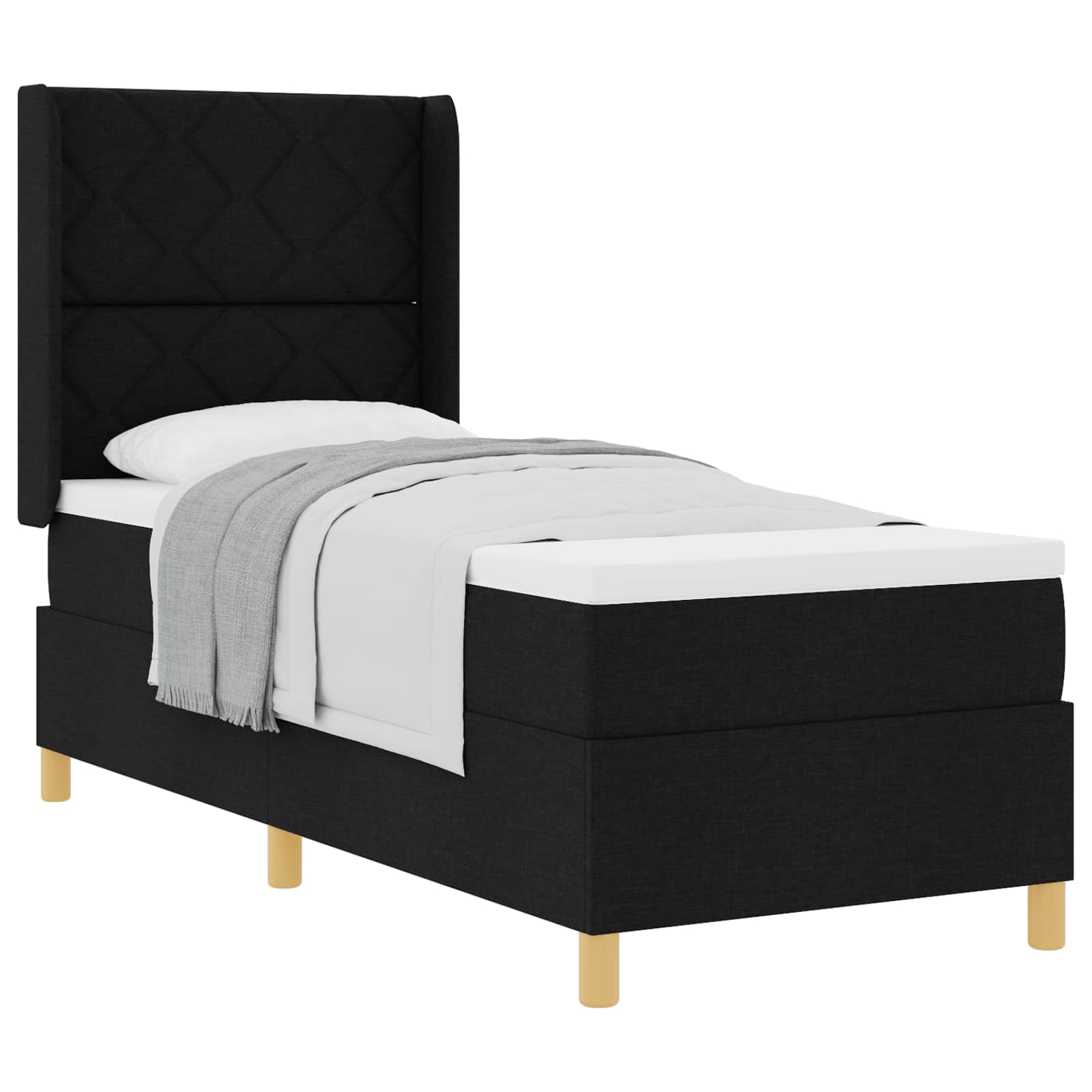 Boxspringbed met hoofdeinde Zwart 80 x 200 cm Stof