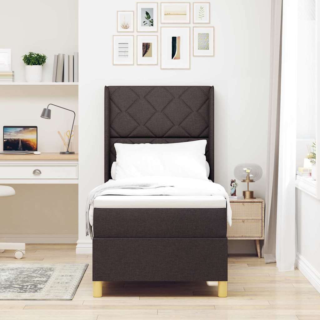 Boxspringbed met hoofdeinde Donkerbruin 80 x 200 cm Stof
