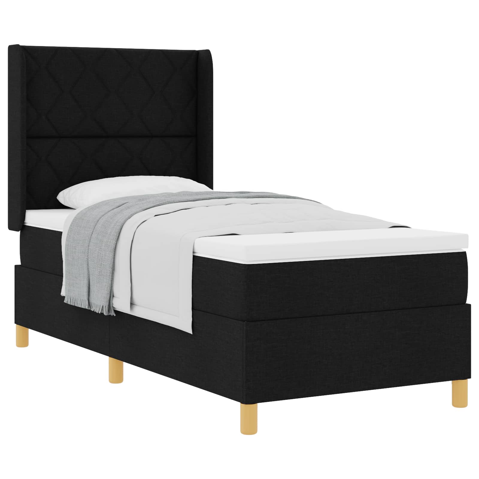 Boxspringbed met hoofdeinde Zwart 90 x 190 cm Stof