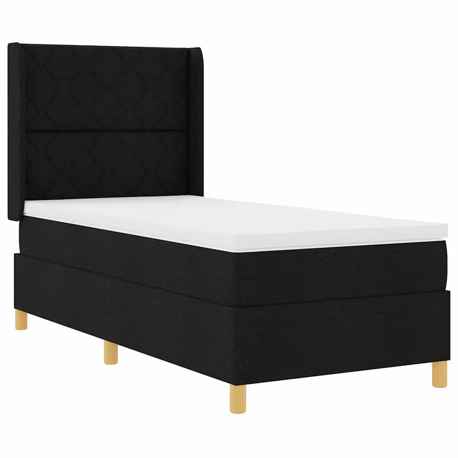 Boxspringbed met hoofdeinde Zwart 90 x 190 cm Stof